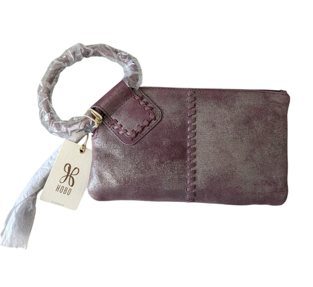Hobo International Sable Wristlet Wallet Clutch Plum Graphite Purple New Tassel